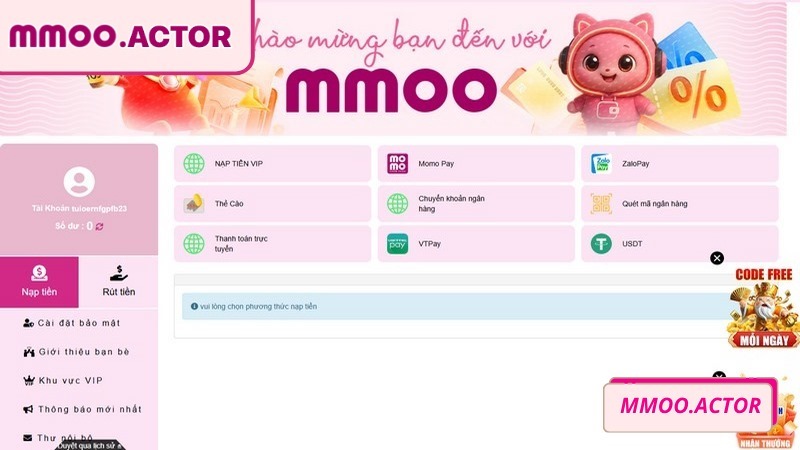 Nạp tiền MMOO dễ dàng qua đa dạng phương thức